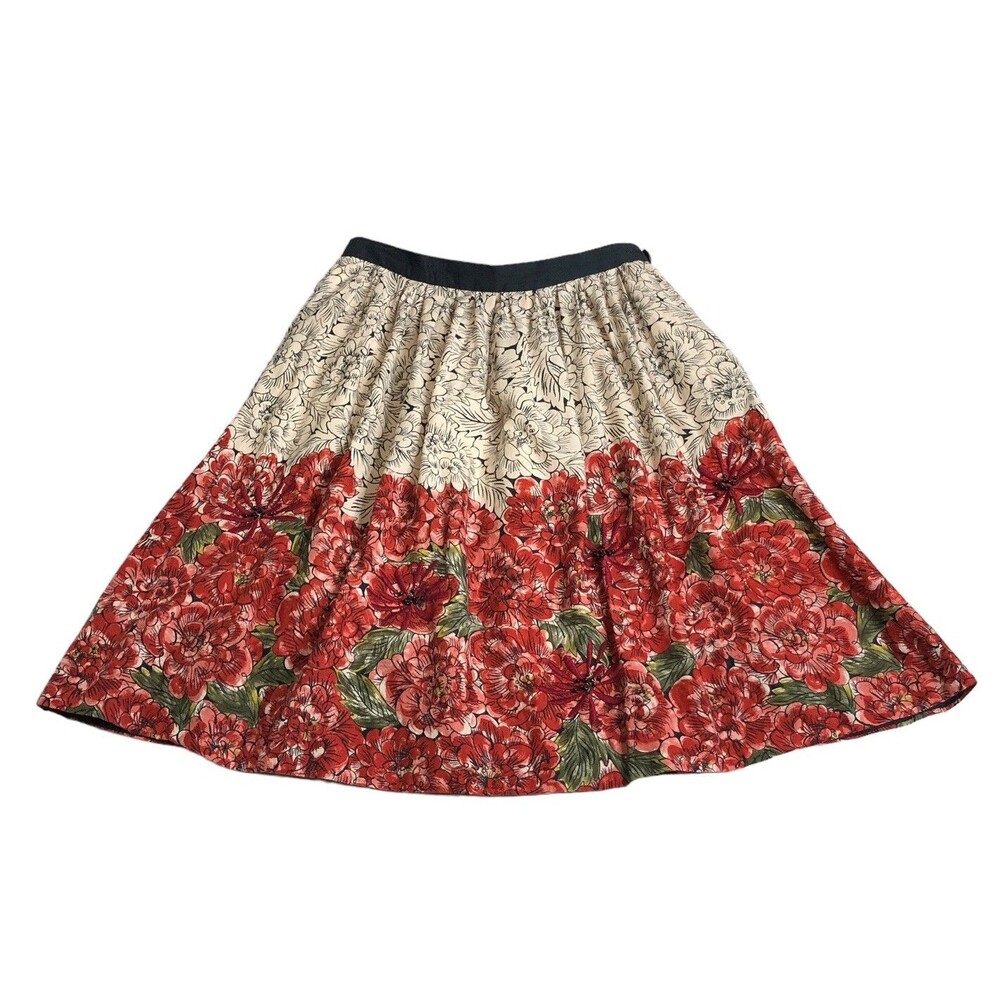 Anthropologie Edme & Esyllte Skirt Womens 4 Floral Beaded Cottagecore Coquette
